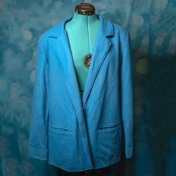 SALE Vintage RQT Blue Wool Blend Blazer – Size 16 - Picture 1 of 6